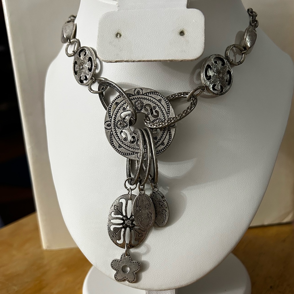 Landau Jewelry Silver Tone Boho Necklace And Earrings Set